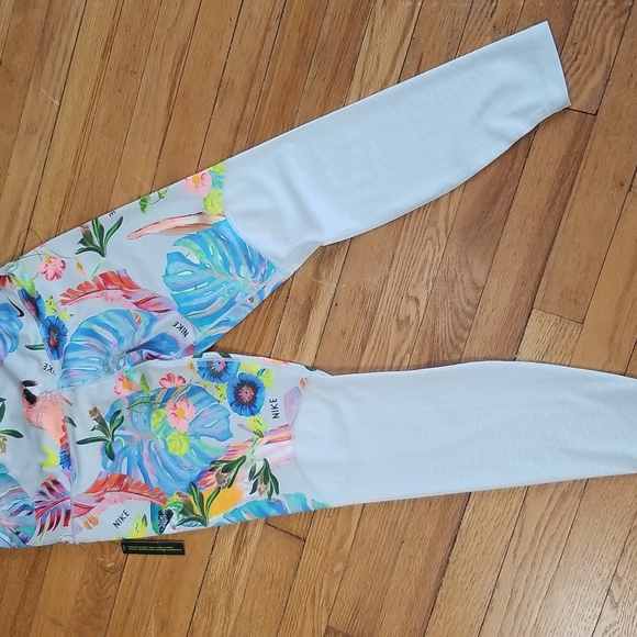 RARE NIKE BEAUTIFUL Tropical Hawaiian 2 pc set mesh insert bottoms NWOT sz L - Picture 4 of 8